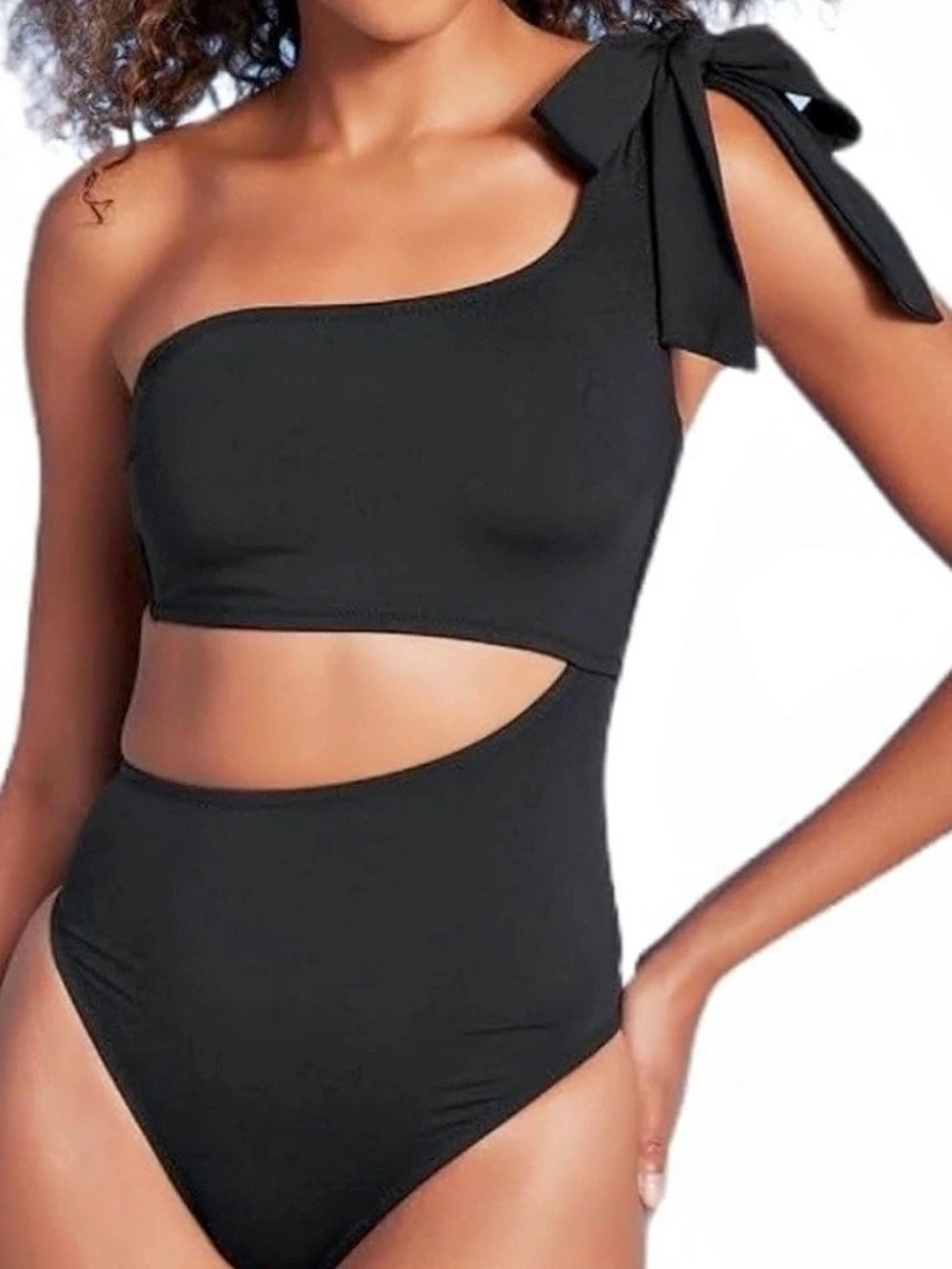 Shade & Shore Women's One Shoulder Bow Cut Out One Piece Swimsuit
